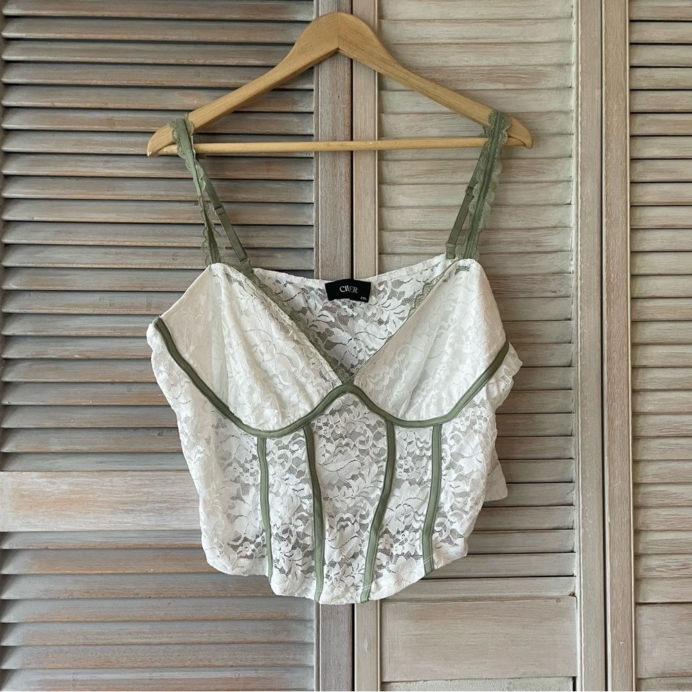 Cider NWOT Floral Lace faux Corset Tank Top size: 2XL - Picture 2 of 11